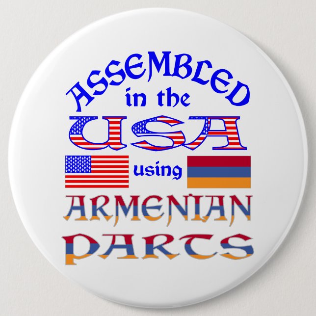 Assembled USA Using Armenian Parts Button (Front)