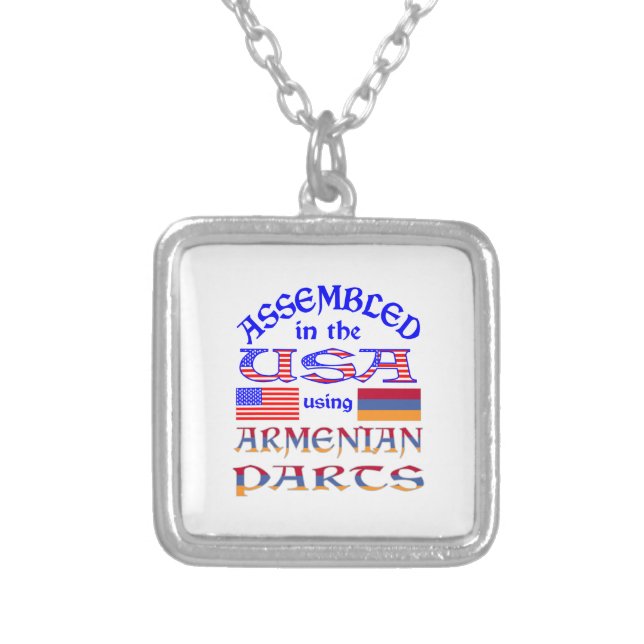 Assembled USA Using Armenian Parts Silver Plated Necklace (Front)