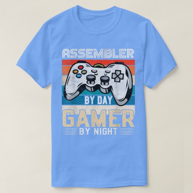Assembler by day gamer by night video gaming fans  T-Shirt (Design Front)