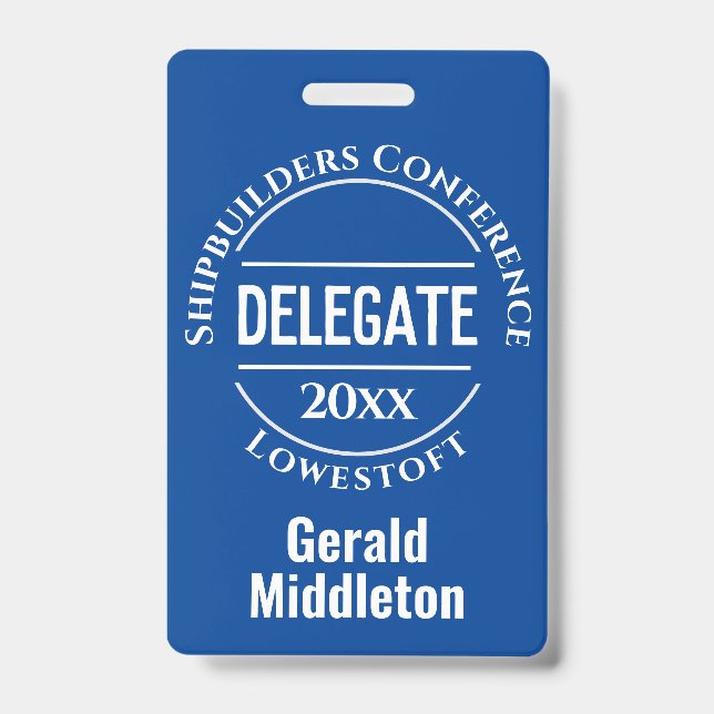 Assembly, Convention or Conference Delegate Badge (Front)