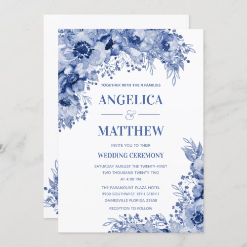 Assembly In Blue Indigo Wedding Invitation