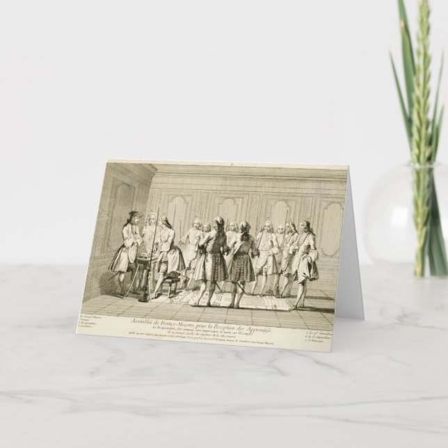 Assembly of Free Masons to Initiate an Apprentice, Card (Front)