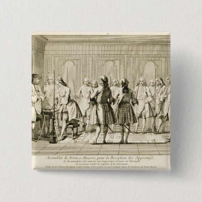 Assembly of Free Masons to Initiate an Apprentice, Pinback Button (Front)