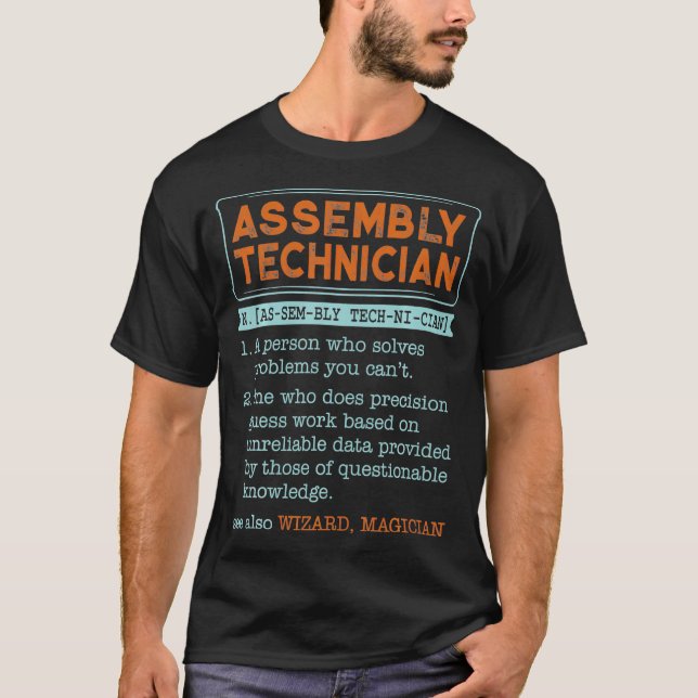 Assembly Technician Dictionary Noun Wizard Magicia T-Shirt (Front)