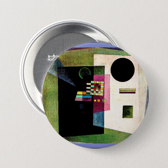Asserting, abstract painting by Kandinsky, Button (Front & Back)