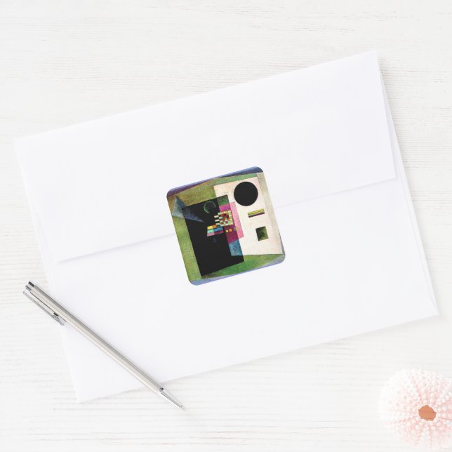 Asserting, abstract painting by Kandinsky, Square Sticker (Envelope)