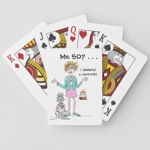 Assertive Woman Demands a 50 yr Recount cartoon  Playing Cards