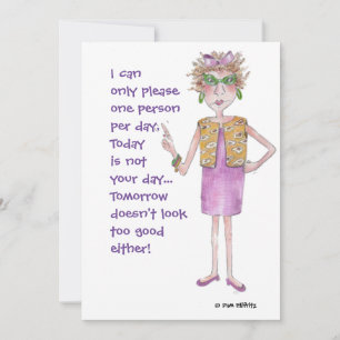 Assertive Woman Stern Lecture painted caricature H Holiday Card