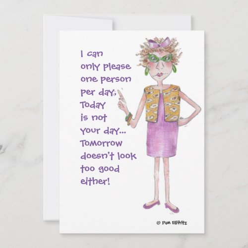 Assertive Woman Stern Lecture painted caricature H Holiday Card