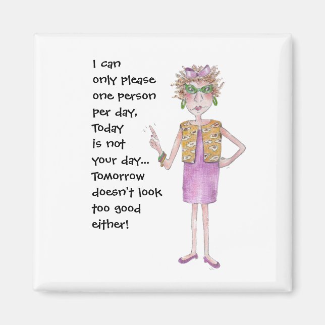 Assertive Woman Stern Lecture painted caricature M Magnet (Front)