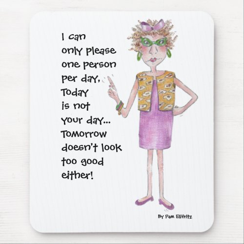 Assertive Woman Stern Lecture painted caricature Mouse Pad