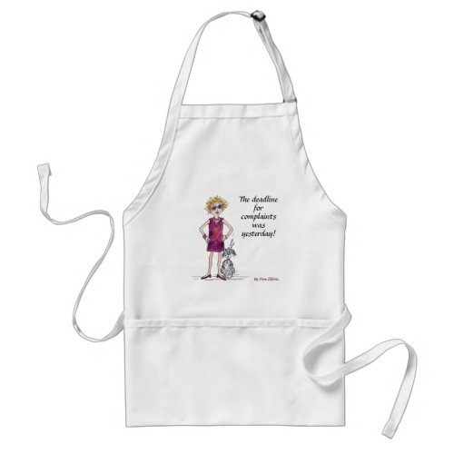 Assertive woman watercolor caricature humor adult apron