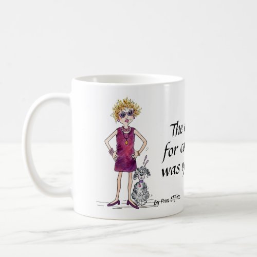 Assertive woman watercolor caricature humor coffee mug