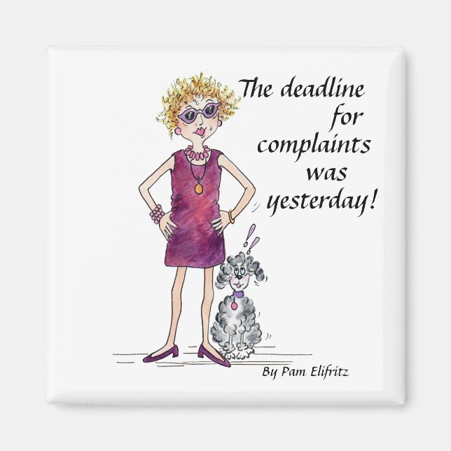 Assertive woman watercolor caricature humor magnet (Front)