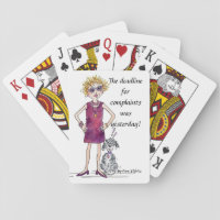 Assertive woman watercolor caricature humor playing cards