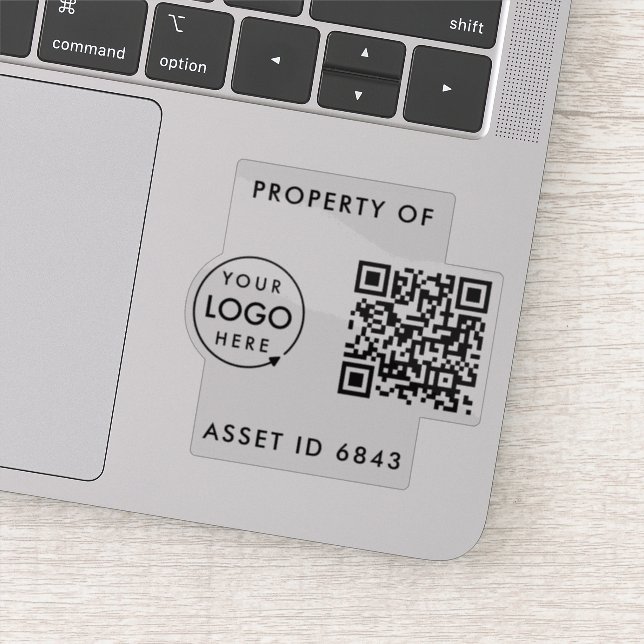 Asset ID Property of Company QR Code Business Logo Sticker (Detail)