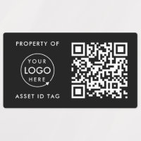 Asset ID Tag | QR Code Property of Business Black