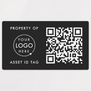 Asset ID Tag   QR Code Property of Business Black Labels