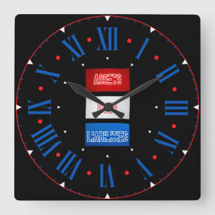 Assets Over Liabilities Flag Roman Numeral Square Wall Clock