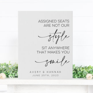 Assigned Seats Are Not Our Style Minimalist Faux Canvas Print