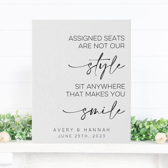 Assigned Seats Are Not Our Style Minimalist  Faux Canvas Print (Creator Uploaded)