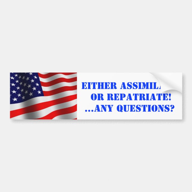 Assimilate or Repatriate Bumper Sticker (Front)