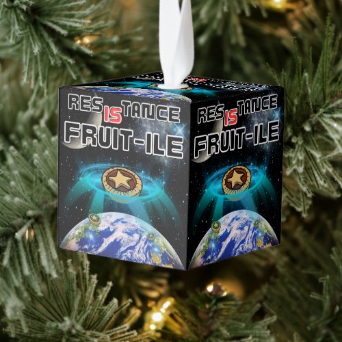Assimilation of Earths Mince Pies Cube Ornament
