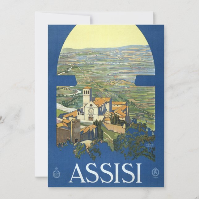 Assisi Italy Vintage Travel Art Francesco Basilica (Front)