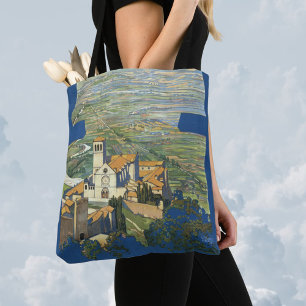 Assisi Italy Vintage Travel Art Francesco Basilica Tote Bag