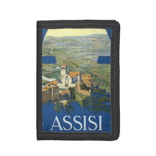 Assisi Italy Vintage Travel Art Francesco Basilica Tri-fold Wallet