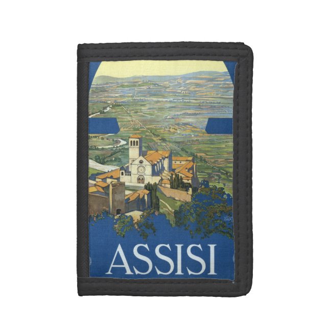 Assisi Italy Vintage Travel Art Francesco Basilica Trifold Wallet (Front Vertical)