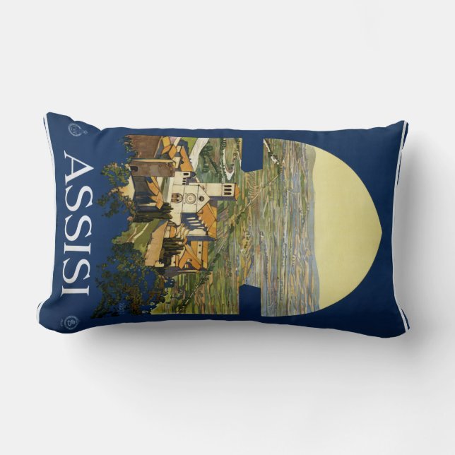 Assisi Italy vintage travel throw pillow (Front)
