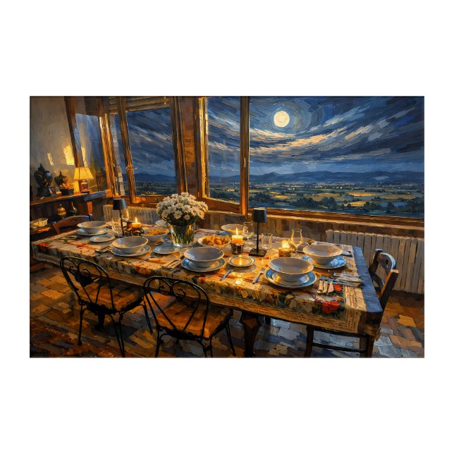 Assisi Nocturne: A Vortex Under the Harvest Moon Acrylic Print (Front)