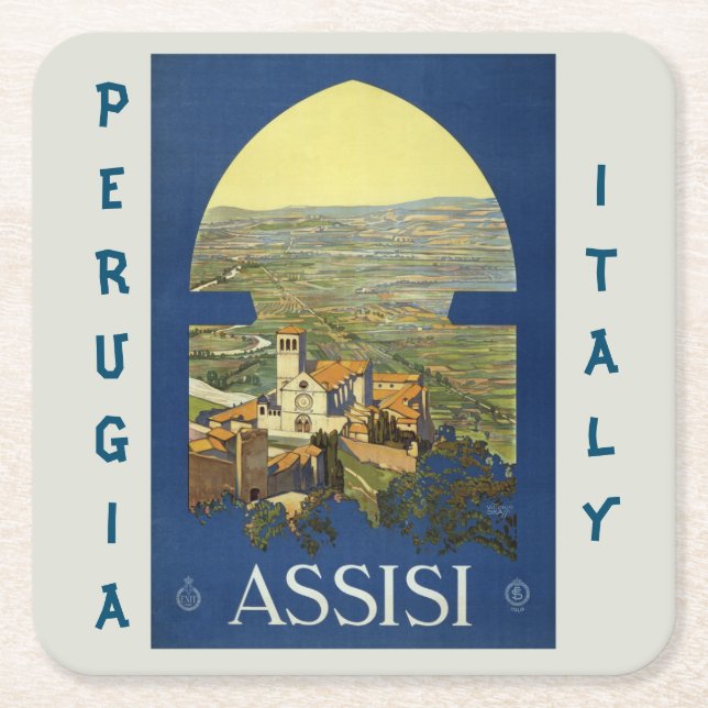 Assisi Perugia Italy Square Paper Coaster (Front)