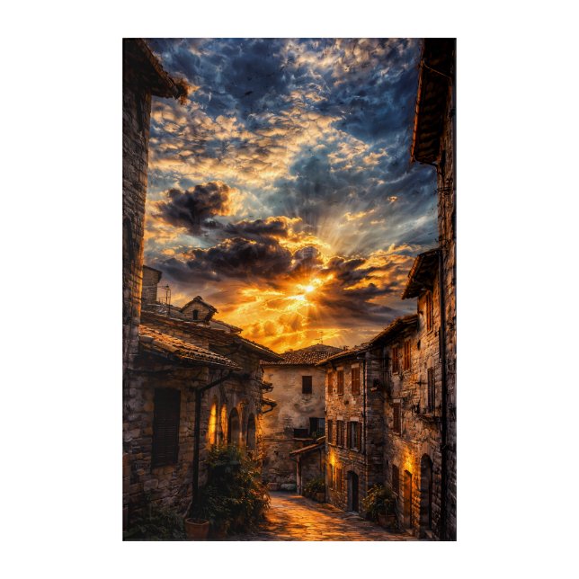 Assisi Radiance: The Golden Vortex of Umbria Acrylic Print (Front)