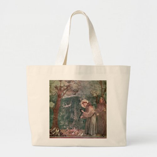 Assisi St Francis and the birds Large Tote Bag