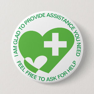 ASSISTANCE/HELP Volunteer Plain Button