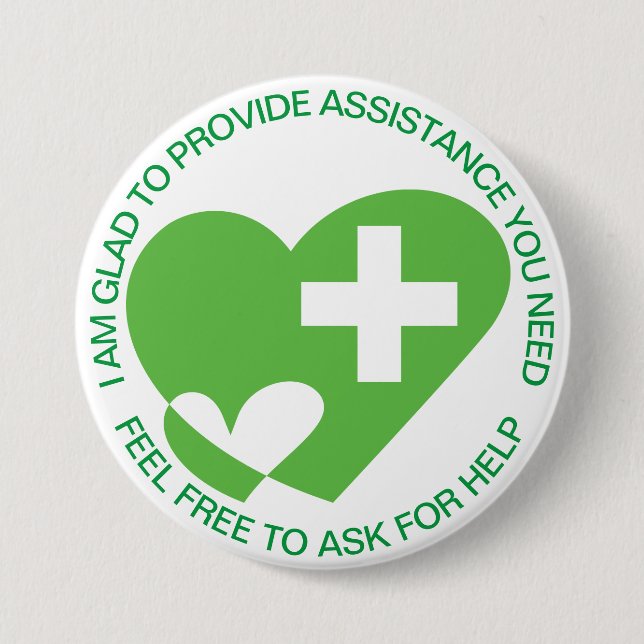 ASSISTANCE/HELP Volunteer Plain Button (Front)