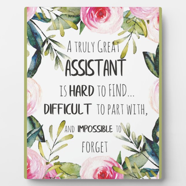 Assistant Appreciation Secretary Thank you quote Plaque (Front)