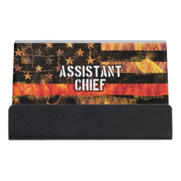 Assistant Chief Firefighter Flag Desk Business Card Holder