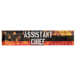 Assistant Chief Firefighter Flag Desk Name Plate