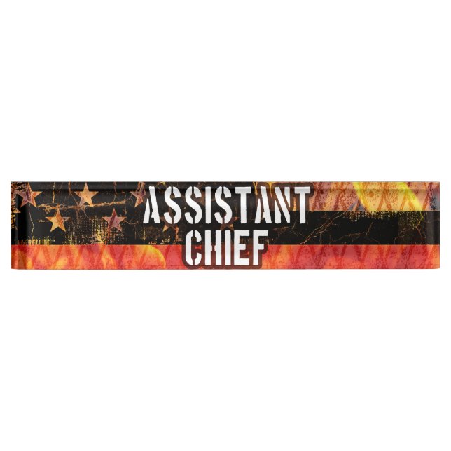 Assistant Chief Firefighter Flag Desk Name Plate (Front)
