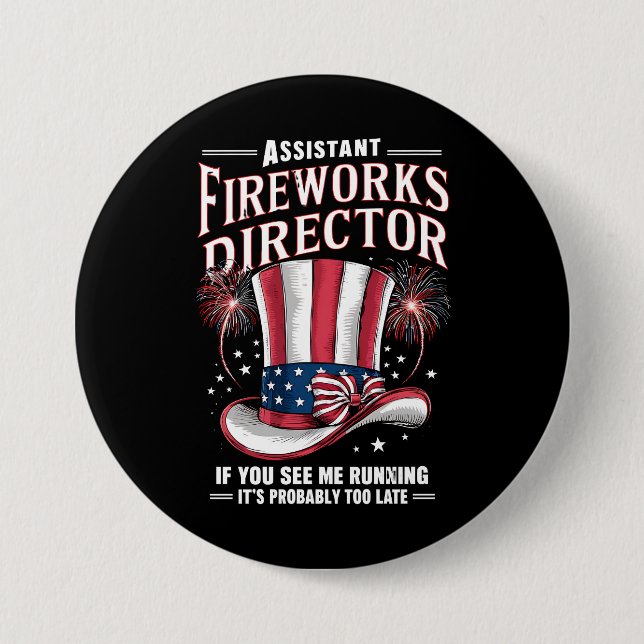 Assistant Fireworks Director USA 4th Of July Button (Front)