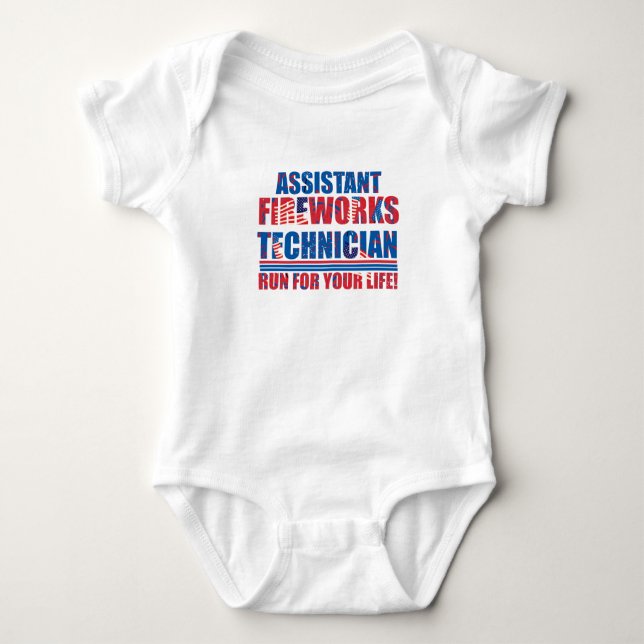 Assistant fireworks technician funny 4th of july baby bodysuit (Front)