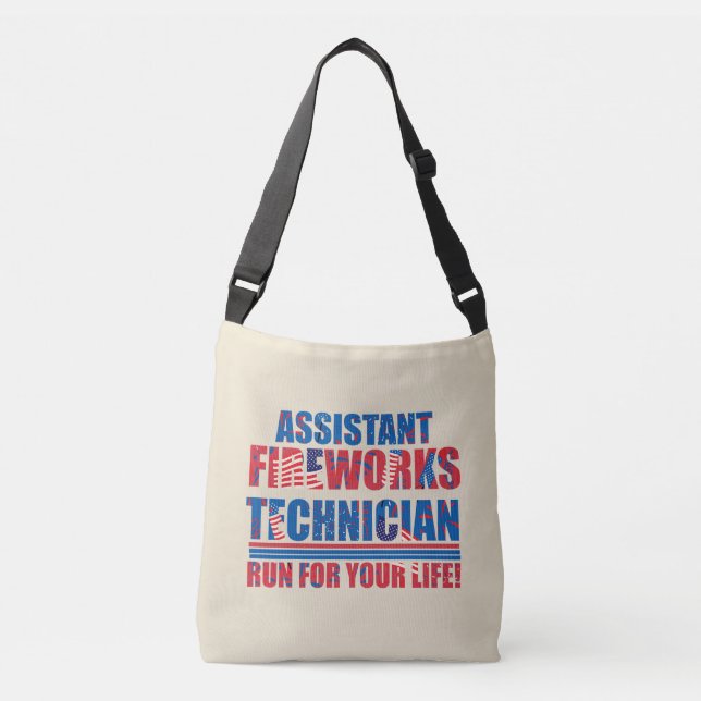 Assistant fireworks technician funny 4th of july crossbody bag (Front)
