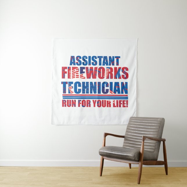 Assistant fireworks technician funny 4th of july tapestry (In Situ)