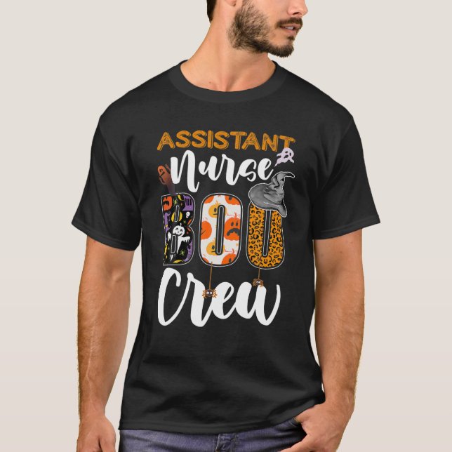 Assistant Nurse Boo Crew Ghost Funny Halloween Mat T-Shirt (Front)