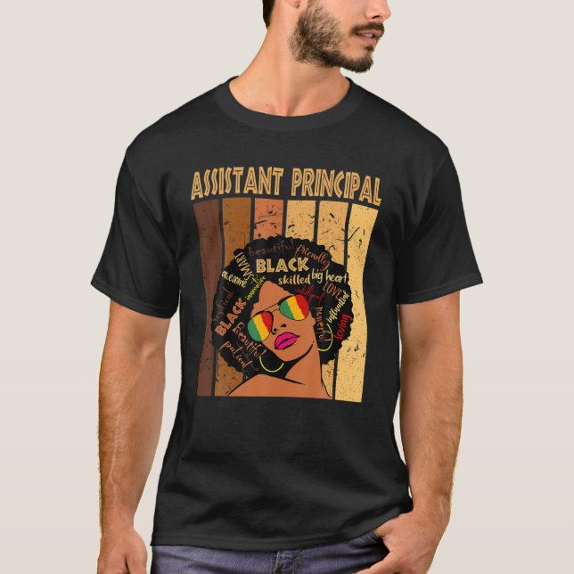 Assistant Principal Afro African Women Black Histo T-Shirt (Front)