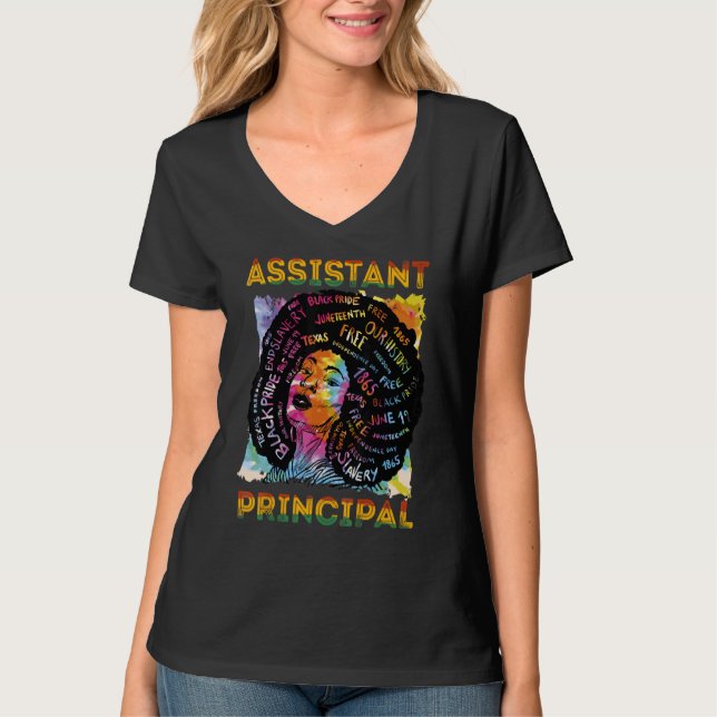 Assistant Principal Afro African Women Teacher Edu T-Shirt (Front)