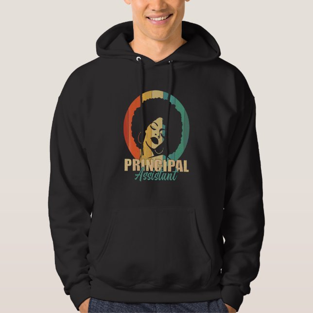 Assistant Principal Afro Job Title School Worker V Hoodie (Front)